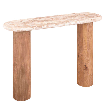 Claude Sidetable Large van PTMD, ander aanzicht van de sidetable met mangohouten onderstel