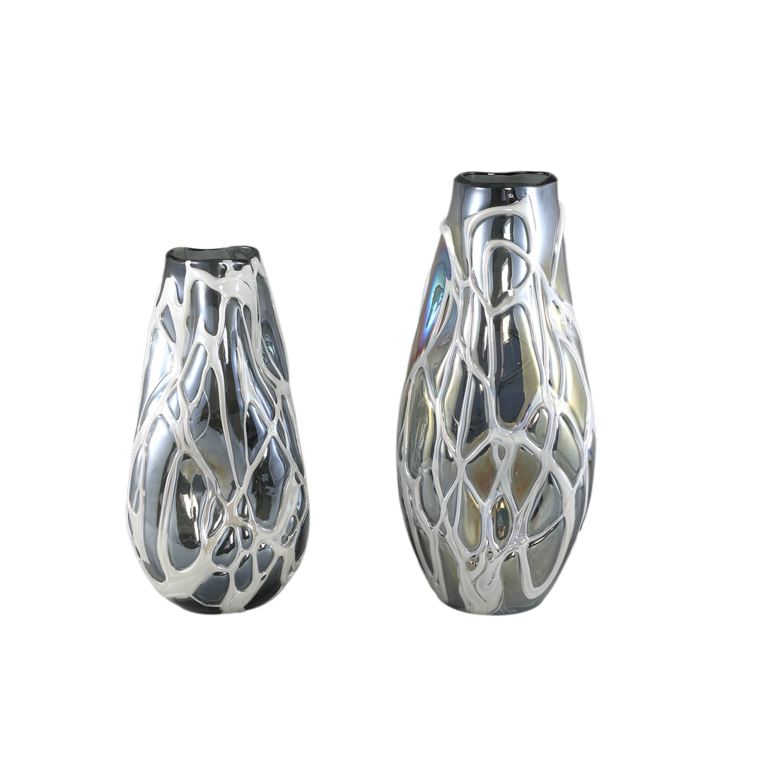 Conck Grey Solid Glass Vase White Organic S Dia16xH36cm PTMD - Vaas - PTMD - livinglovely.nl