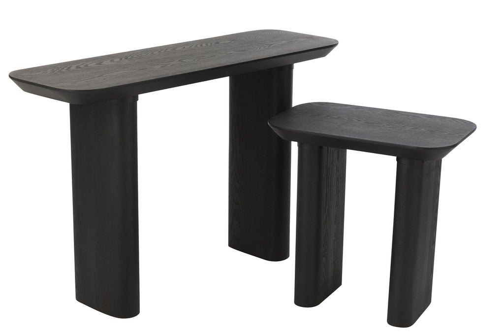 Console Large Fineer/Spar Hout Zwart - Sidetable - J-Line - livinglovely.nl
