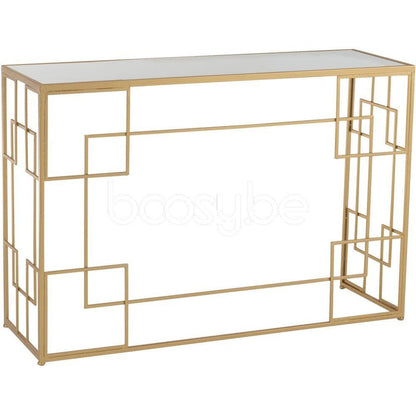 Console Lijnen Metaal/Glas Goud - Sidetable - J-Line - livinglovely.nl