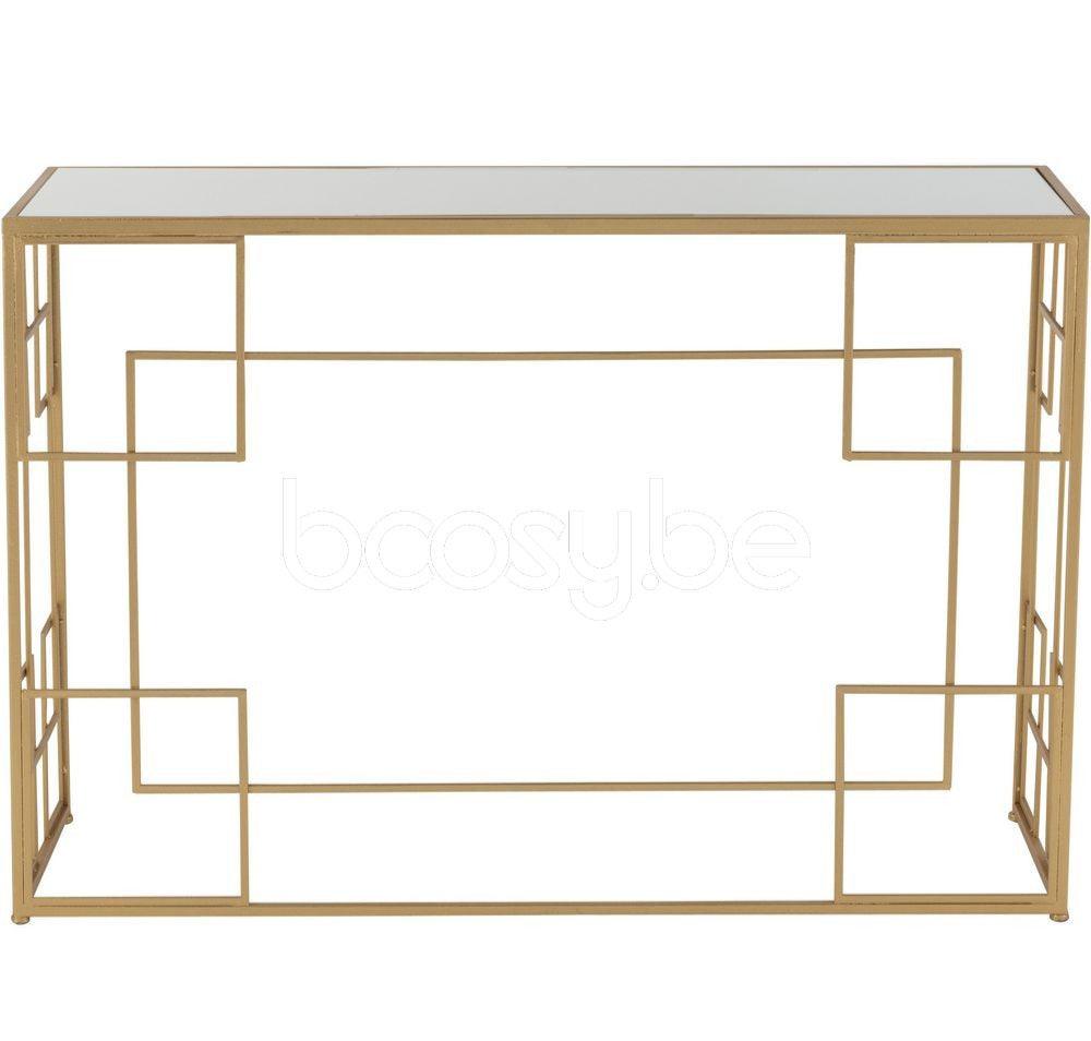 Console Lijnen Metaal/Glas Goud - Sidetable - J-Line - livinglovely.nl