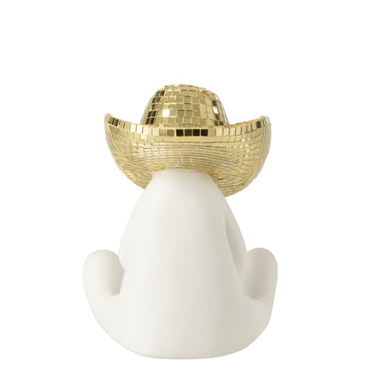 Cowboy Mozaïek Polyresin Wit/Goudkleurig - Beeld - J-Line - livinglovely.nl