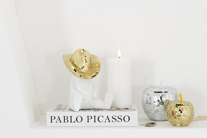 Cowboy Mozaïek Polyresin Wit/Goudkleurig - Beeld - J-Line - livinglovely.nl