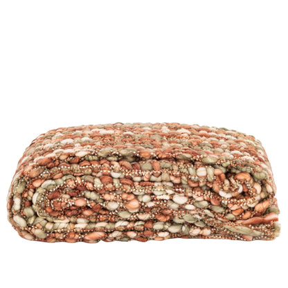 Dacy Plaid Gerecycled Polyester Karamel van PTMD, vooraanzicht, karamelkleurige plaid van gerecycled polyester