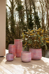 Dairsai Pink Glazed Round Ceramic Pot SV3 PTMD - Pot - PTMD - livinglovely.nl