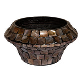 Daven Bronze Poly Shell Bamboo Pot Round Low S 41x41x20cm PTMD - Pot - PTMD - livinglovely.nl