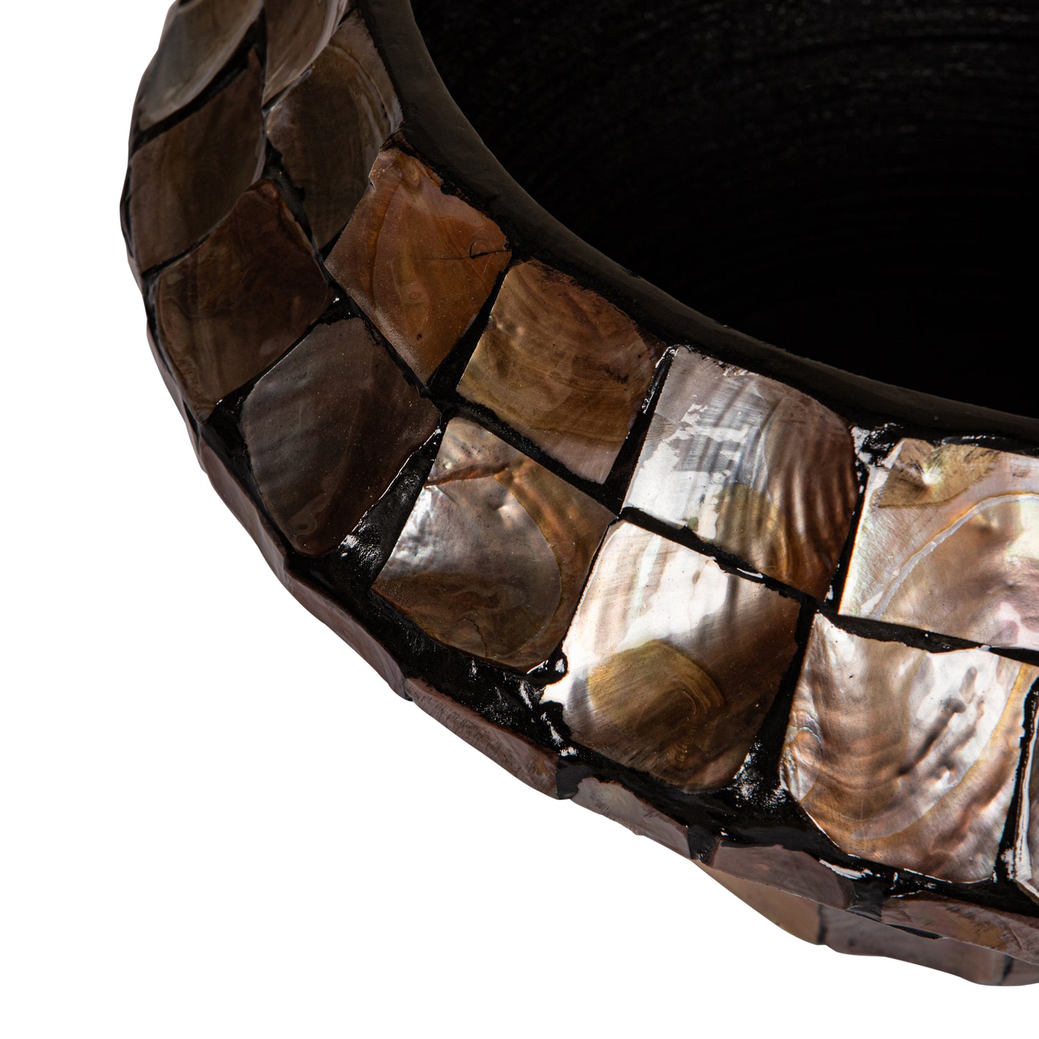 Daven Bronze Poly Shell Bamboo Pot Round Low S 41x41x20cm PTMD - Pot - PTMD - livinglovely.nl