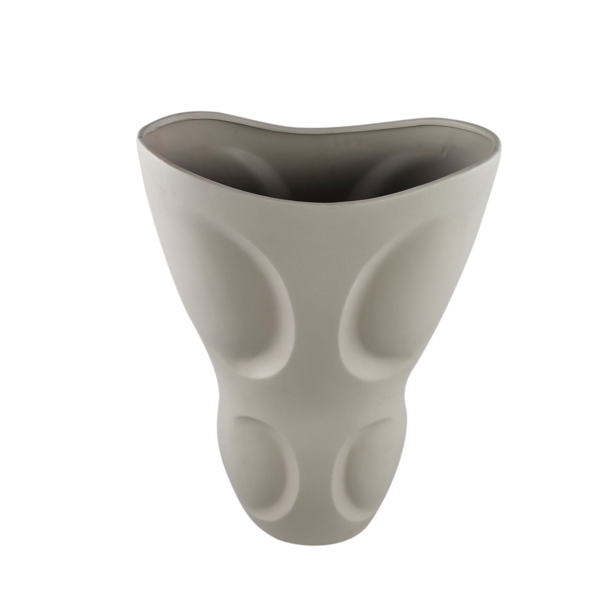 Dayna Grey Oval Ceramic Vase With Pattern M 31.5x18.5x50.5cm PTMD - Vaas - PTMD - livinglovely.nl