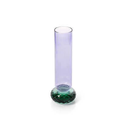 De Violet Quartz Vaas Paars Groen van Bazar Bizar, de vaas van paars en groen gerecycled glas van een andere kant bekeken