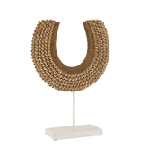 Deco Op Voet Poly Wit/Naturel - Ornament - J-Line - livinglovely.nl