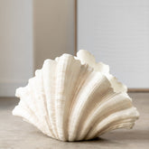 Deco Vaas Mossel Schelp Polyresine Gebroken Wit - Vaas - J-Line - livinglovely.nl