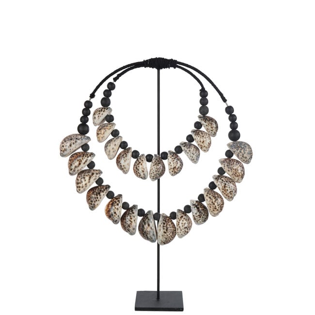 Decoratie Op Voet Schelp Zwart - Ornament - J-Line - livinglovely.nl