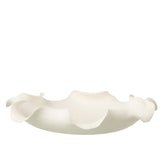 Decoratieve Schaal Helix van J-Line, witte keramiek schaal met golvende rand en gedraaide ribbels