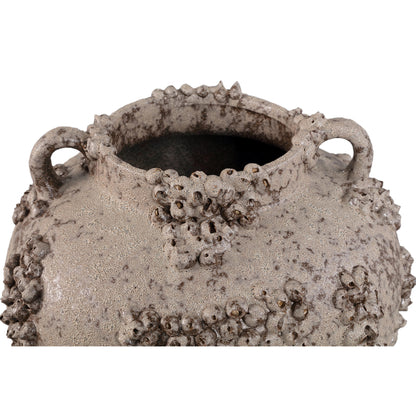 Deisy Beige Ceramic Jar With Handles Rough Coral S van PTMD, detail van de ruwe koraalstructuur