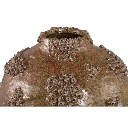 Deisy Green Ceramic Jar Shaped Vase Rough Coral S van PTMD, detail van de ruwe koraalstructuur