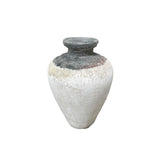 Destyne White Round Terracotta Jar Pot Border L PTMD - Pot - PTMD - livinglovely.nl