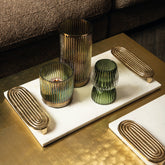 Dez White Marble rectangle tray golden handles Set van 2 PTMD - Dienblad - PTMD - livinglovely.nl