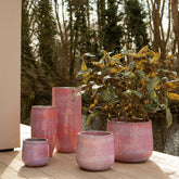 Dezzel Pink Glazed Round Ceramic Pot High Set van 2 PTMD - Pot - PTMD - livinglovely.nl