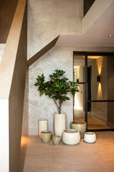 Dezzel White Glazed Round Ceramic Pot High Set van 2 PTMD - Pot - PTMD - livinglovely.nl