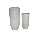 Dezzel White Glazed Round Ceramic Pot High Set van 2 PTMD - Pot - PTMD - livinglovely.nl