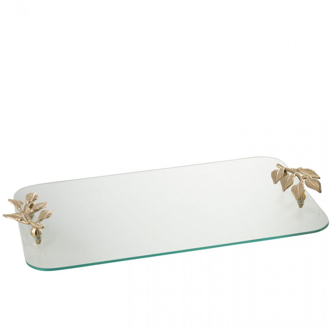 Tablettplatte Glas/Eisen Transparent/Gold - Tablett - J-Line - livinglovely.de