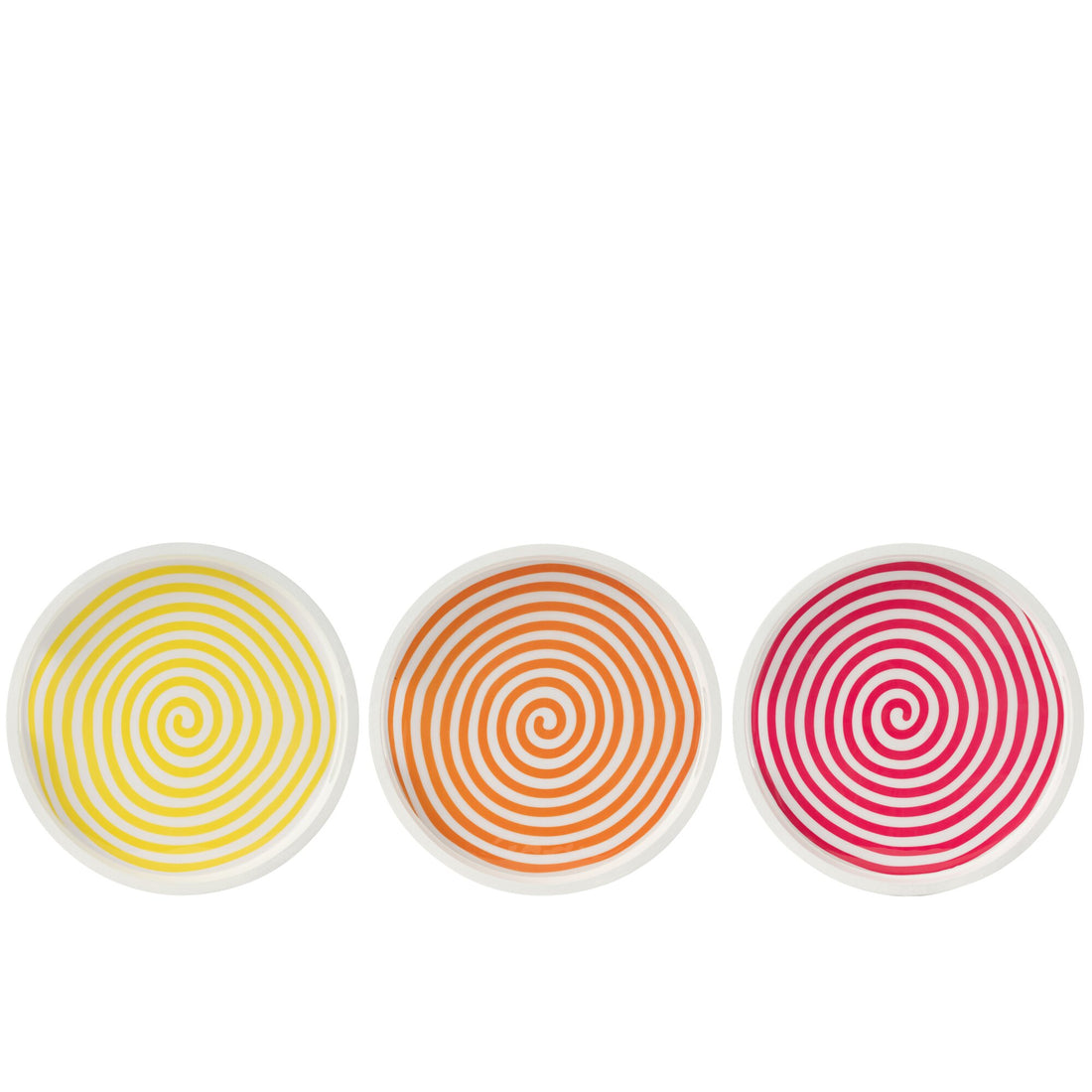 Dienblad Rond Mangohout Roze/Oranje/Geel Set van 3 J-Line