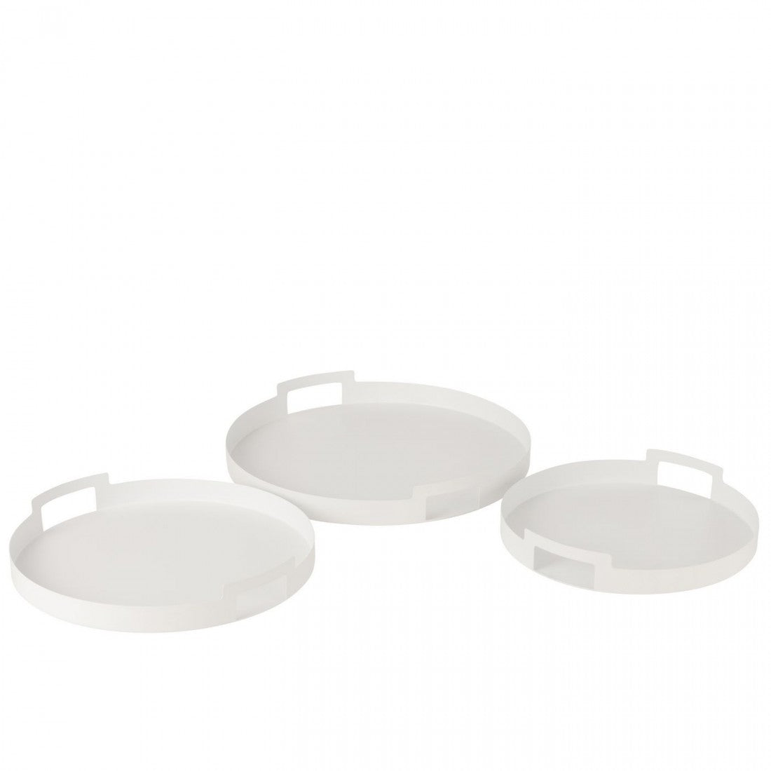 Dienblad Rond Metaal Wit Set van 3 - Dienblad - J-Line - livinglovely.nl