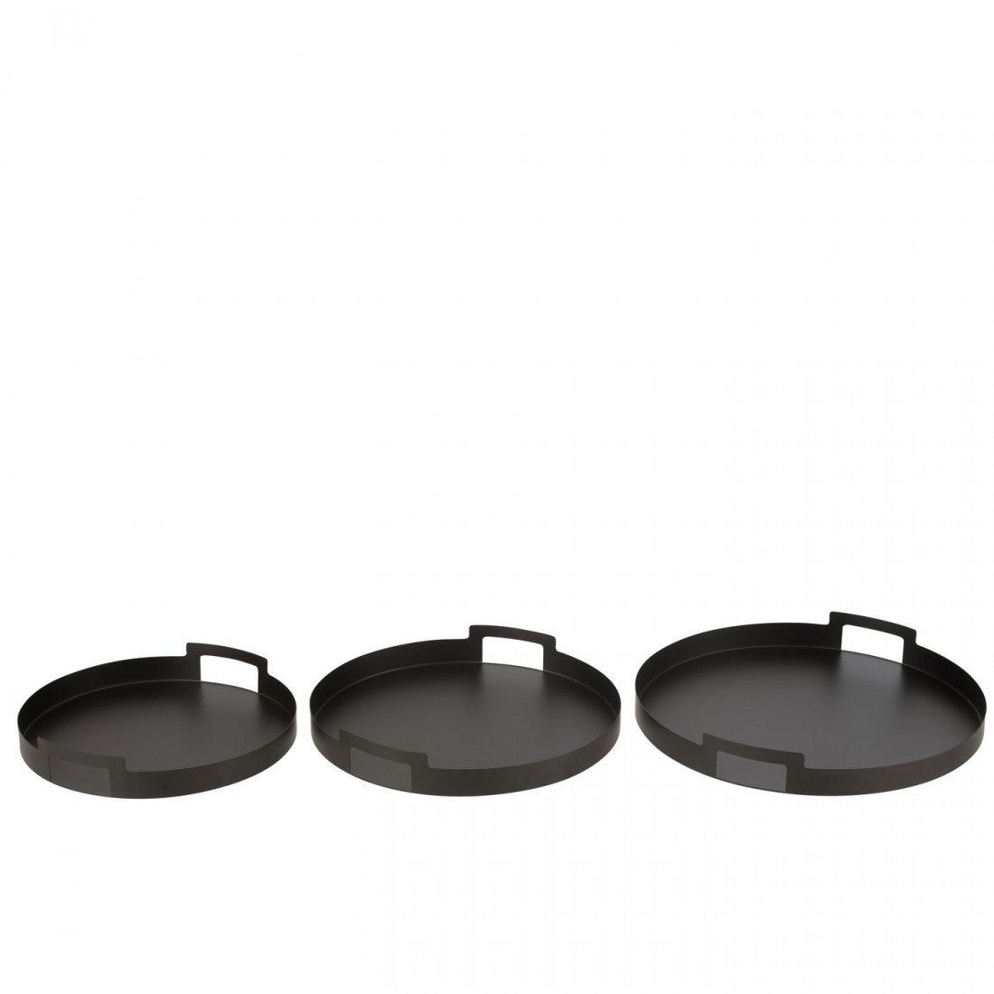 Dienblad Rond Metaal Zwart Set van 3 - Dienblad - J-Line - livinglovely.nl
