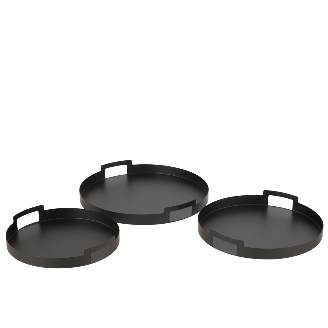 Dienblad Rond Metaal Zwart Set van 3 J-Line