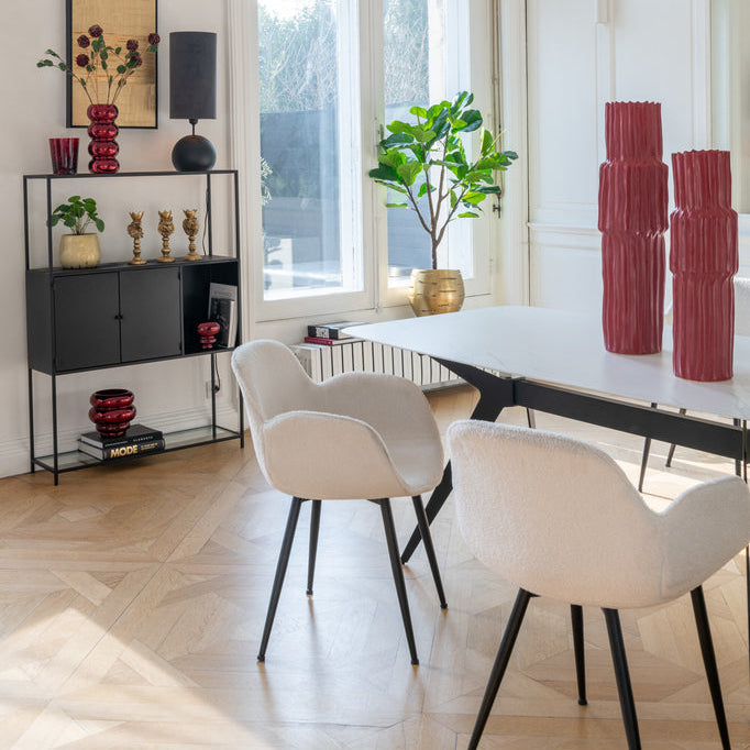 Dinning Chair Fabric/Metal White - - J-Line - livinglovely.nl