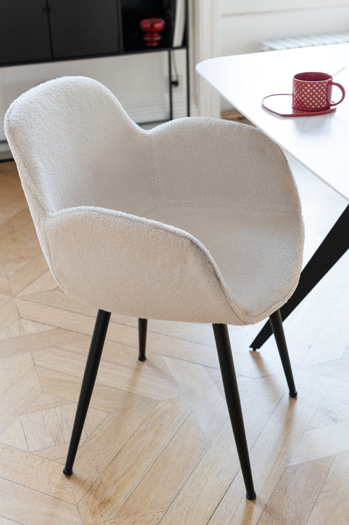 Dinning Chair Fabric/Metal White - - J-Line - livinglovely.nl