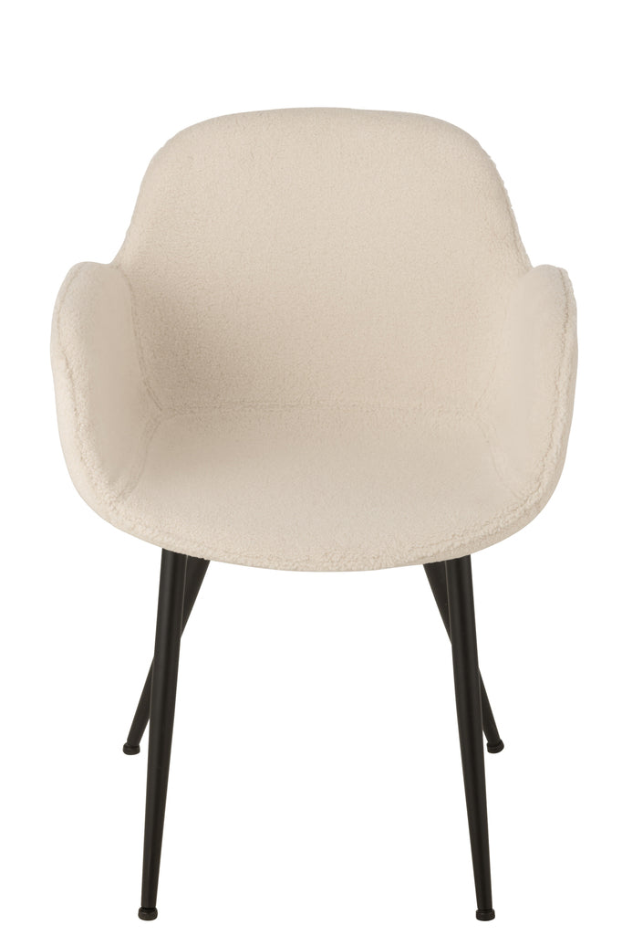 Dinning Chair Fabric/Metal White - - J-Line - livinglovely.nl