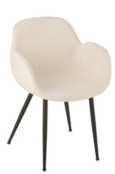 Dinning Chair Fabric/Metal White - - J-Line - livinglovely.nl