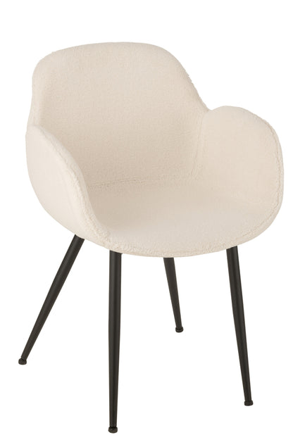 Dinning Chair Fabric/Metal White - - J-Line - livinglovely.nl