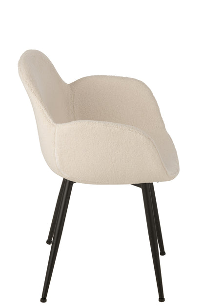 Dinning Chair Fabric/Metal White - - J-Line - livinglovely.nl