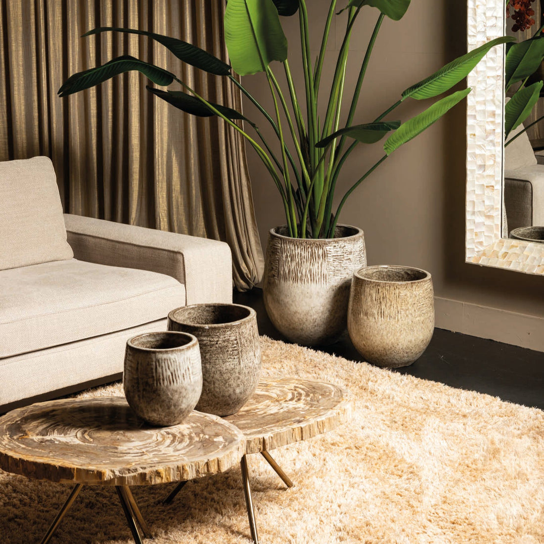 Donnie Beige Keramische Potten Set van 4 PTMD - Pot - PTMD - livinglovely.nl