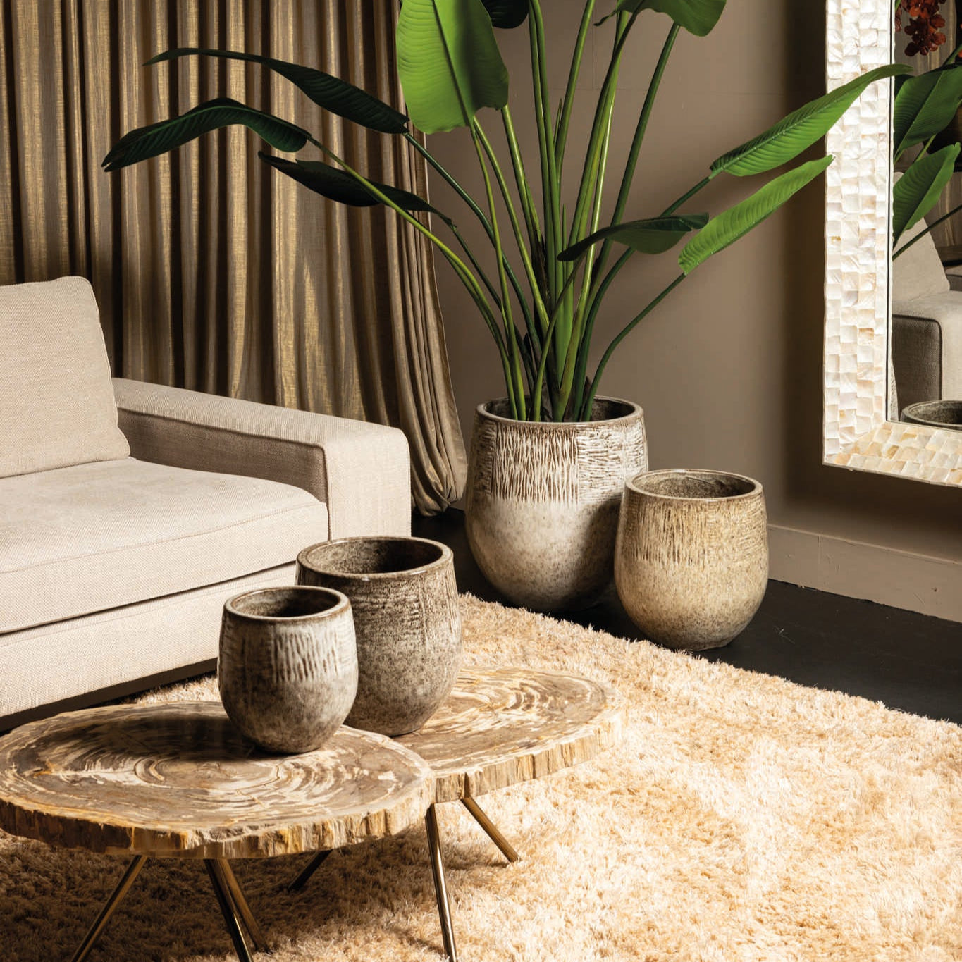 Donnie Beige Keramische Potten Set van 4 PTMD - Pot - PTMD - livinglovely.nl