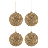 Doos Van 4 Kerstballen Glitter Glas Goud Large 15x13cm - Kerstbal - J-Line - livinglovely.nl