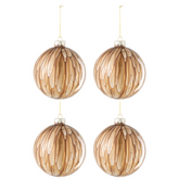 Doos van 4 Kerstballen Spots Glas Bruin/Goud Large - Kerstbal - J-Line - livinglovely.nl