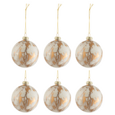 Doos van 6 Kerstballen Marble Glas Wit/Goud Small - Kerstbal - J-Line - livinglovely.nl
