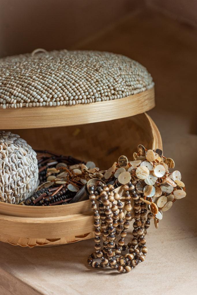 Dozen Elia Bamboe Naturel Set van 2 - Mand - J-Line - livinglovely.nl