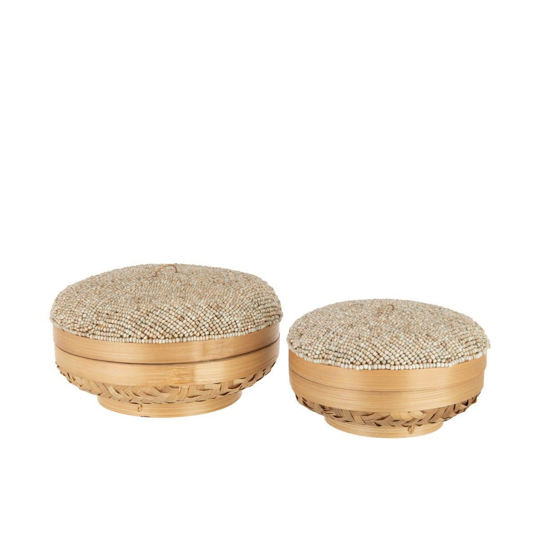 Dozen Elia Bamboe Naturel Set van 2 - Mand - J-Line - livinglovely.nl