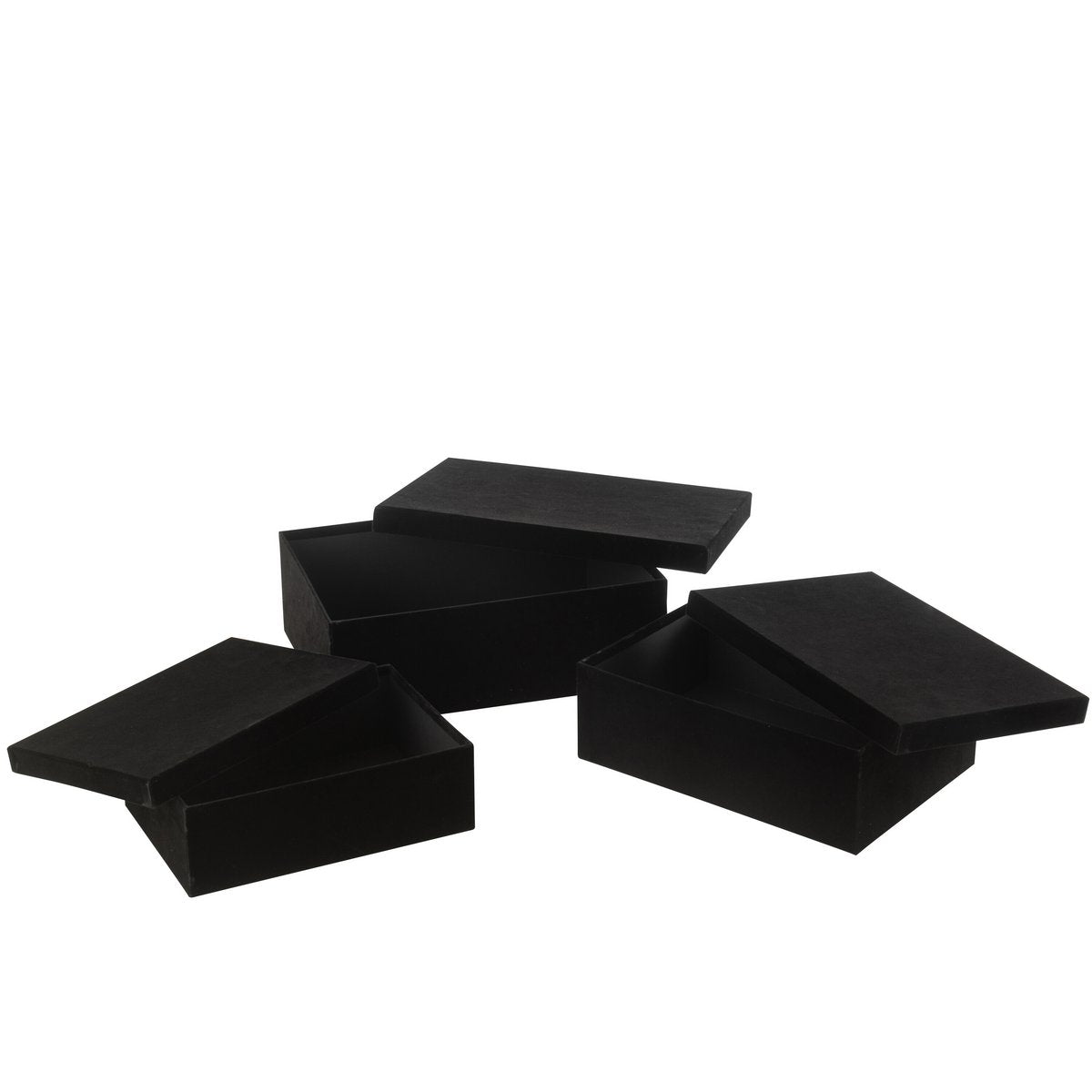 Dozen Rechthoekig Fluweel Papier Zwart Set van 3 - Cadeauverpakking - J-Line - livinglovely.nl