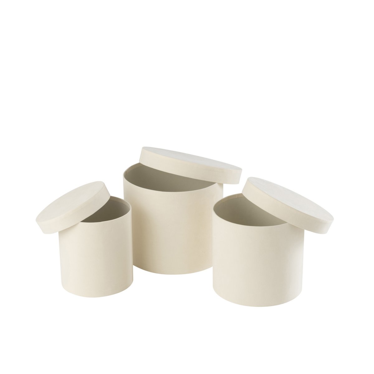 Dozen Rond Fluweel Papier Wit Set van 3 - Cadeauverpakking - J-Line - livinglovely.nl
