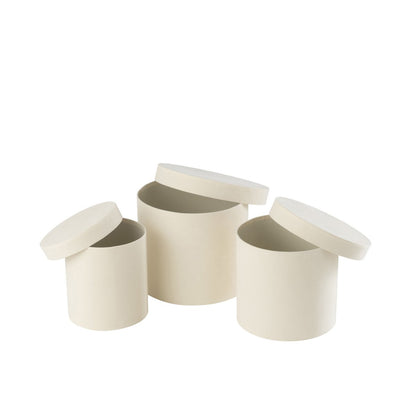 Dozen Rond Fluweel Papier Wit Set van 3 - Cadeauverpakking - J-Line - livinglovely.nl