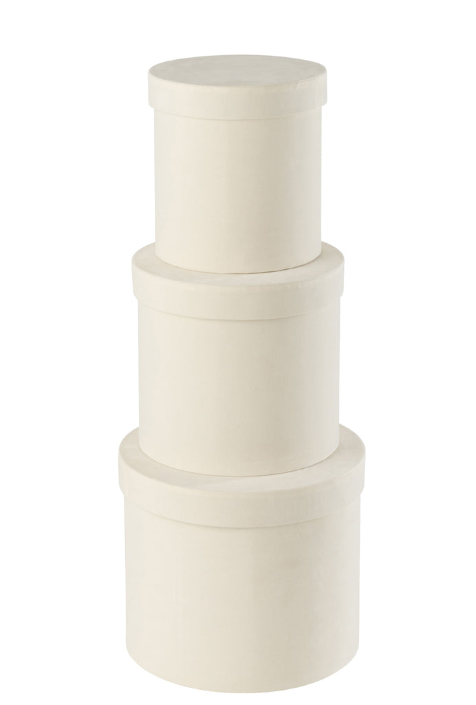 Dozen Rond Fluweel Papier Wit Set van 3 - Cadeauverpakking - J-Line - livinglovely.nl