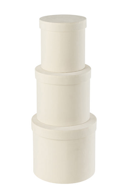 Dozen Rond Fluweel Papier Wit Set van 3 - Cadeauverpakking - J-Line - livinglovely.nl