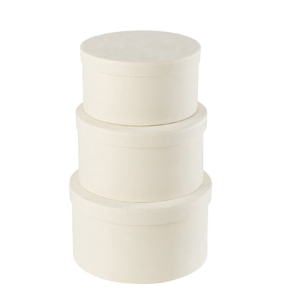 Dozen Rond Plat Fluweel Papier Wit Set van 3 - Cadeauverpakking - J-Line - livinglovely.nl