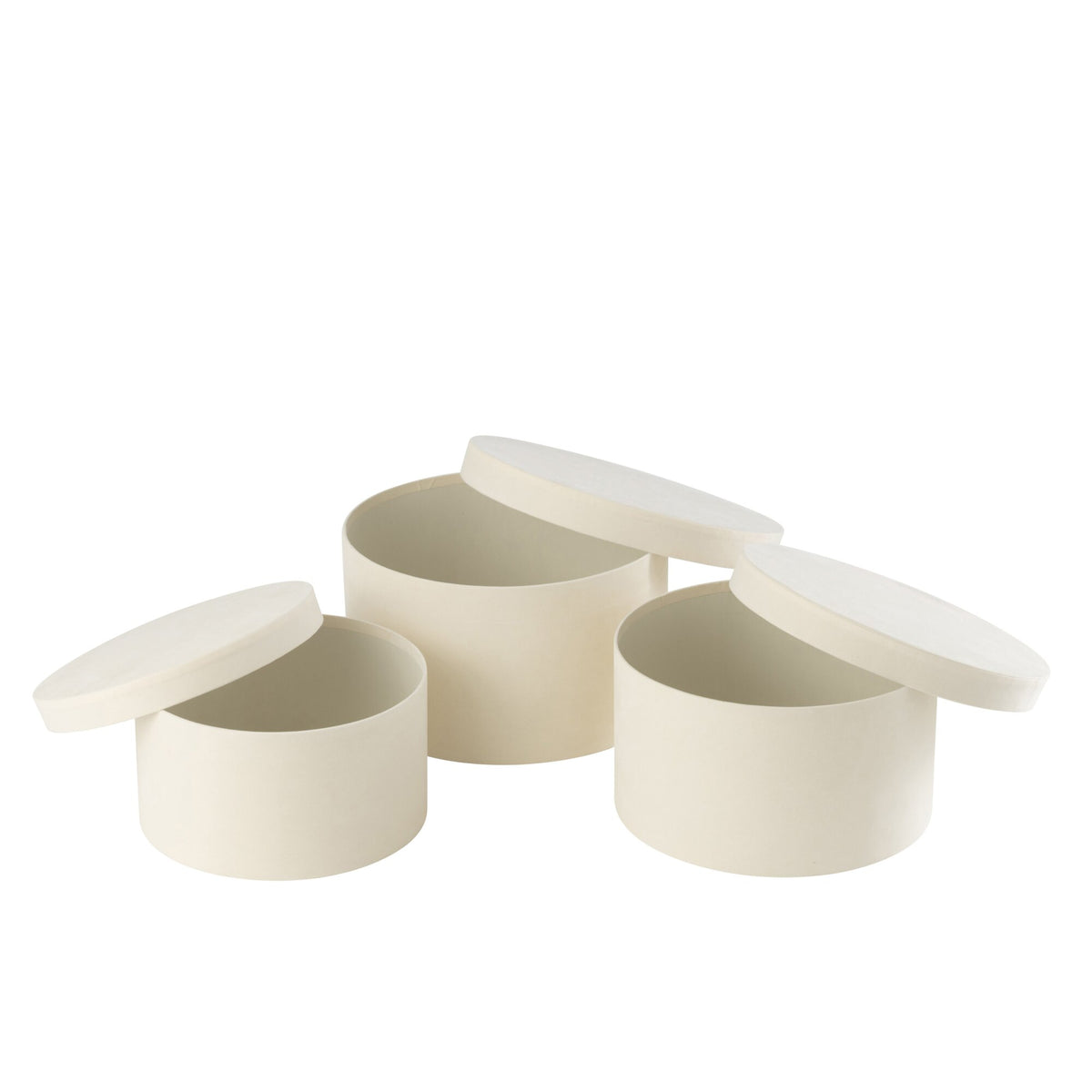 Dozen Rond Plat Fluweel Papier Wit Set van 3 J-Line