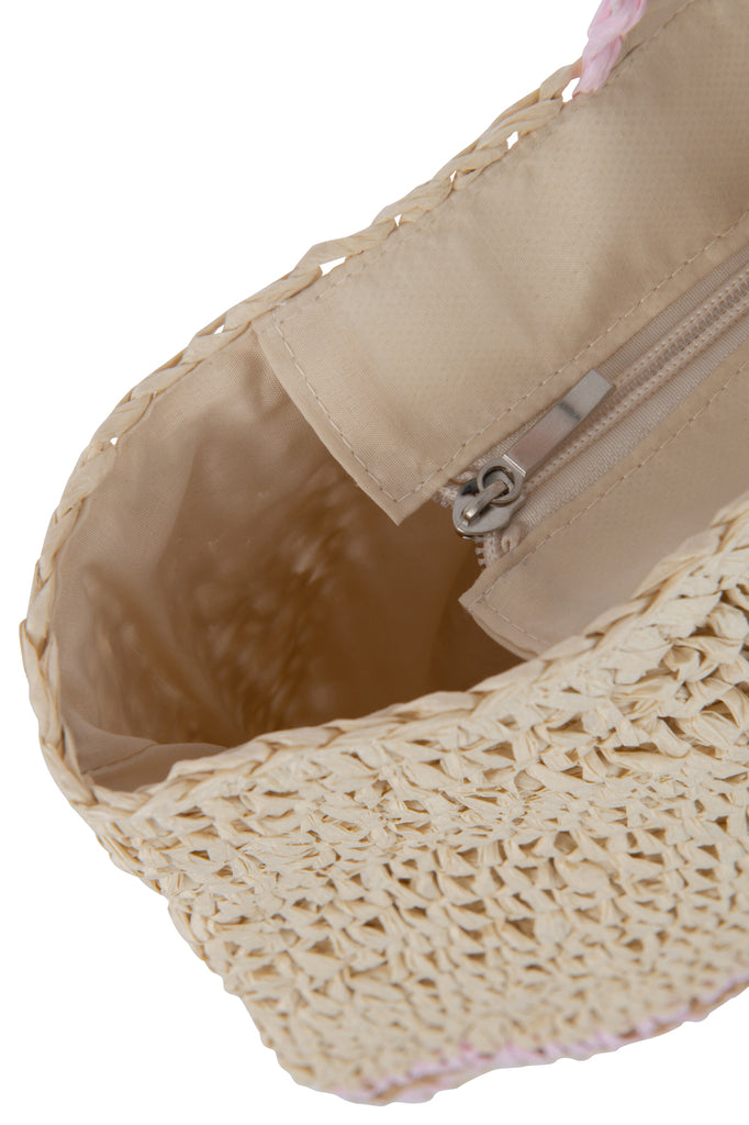 Draagtas Bruin/Roze Handvat Naturel/Roze - Tas - J-Line - livinglovely.nl